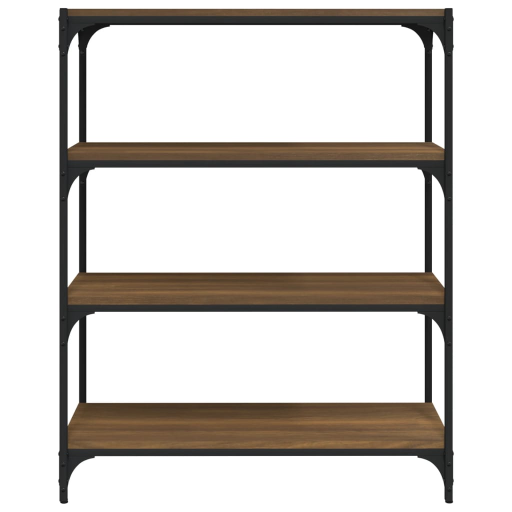 Kirjahylly ruskea tammi 80x33x100 cm tekninen puu ja teräs - Sisustajankoti.fi