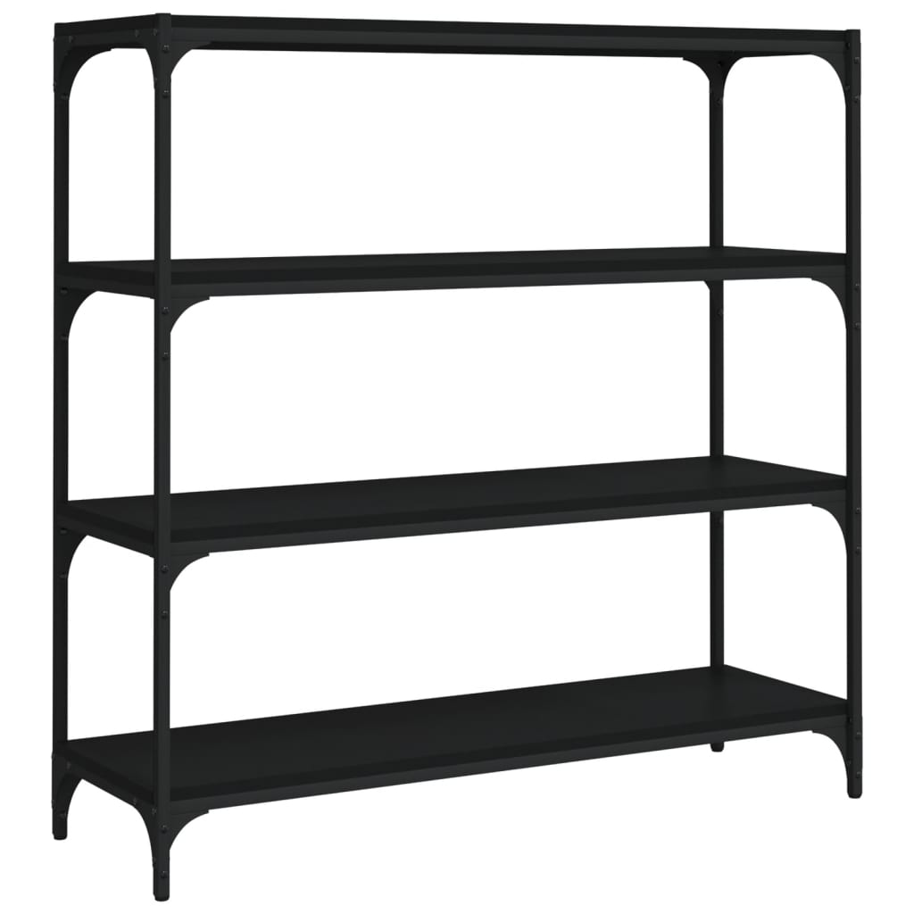 Kirjahylly musta 100x33x100 cm tekninen puu ja teräs - Sisustajankoti.fi