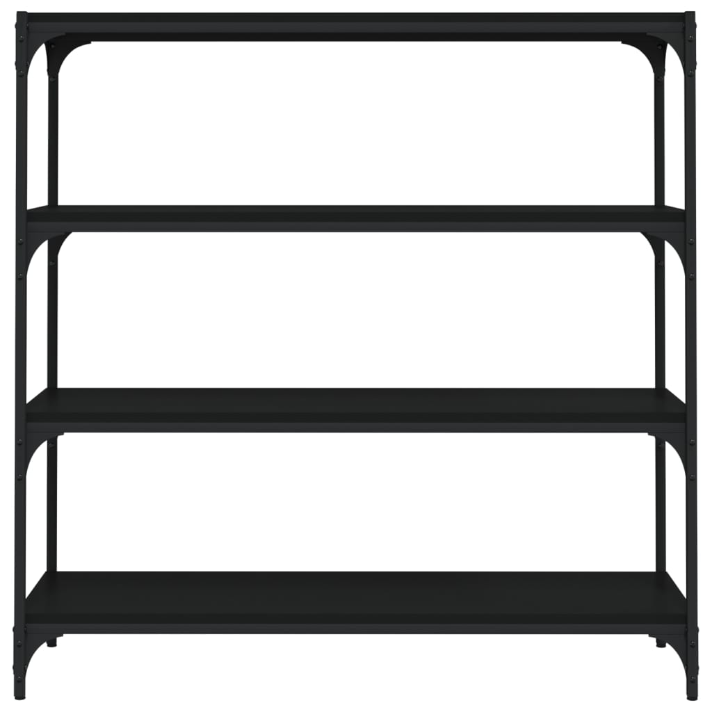 Kirjahylly musta 100x33x100 cm tekninen puu ja teräs - Sisustajankoti.fi