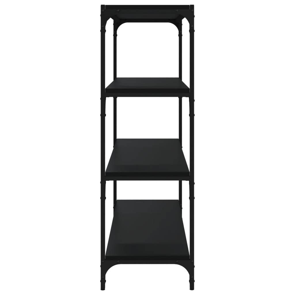 Kirjahylly musta 100x33x100 cm tekninen puu ja teräs - Sisustajankoti.fi