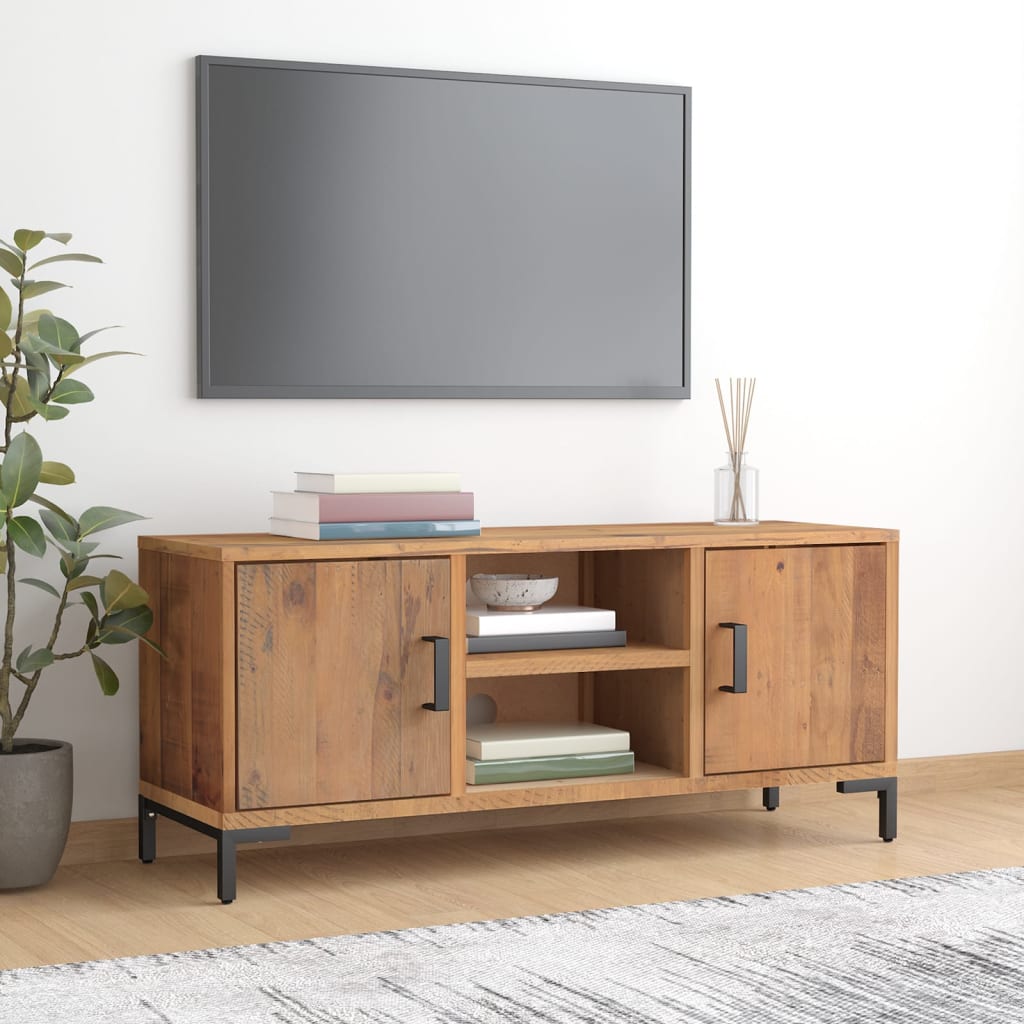 TV-taso ruskea 110x35x48 cm täysi mänty - Sisustajankoti.fi