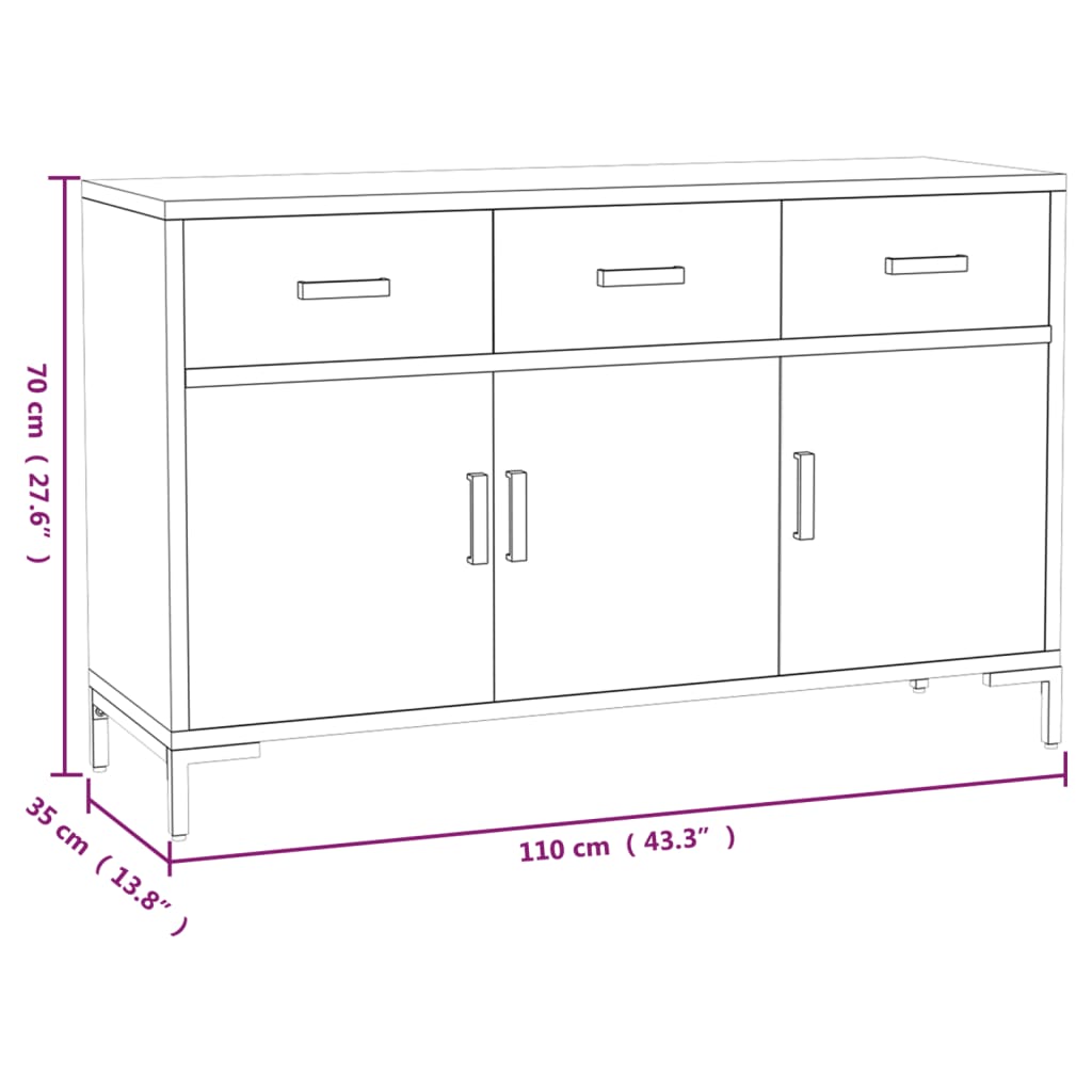 Senkki musta 110x35x70 cm täysi mänty - Sisustajankoti.fi