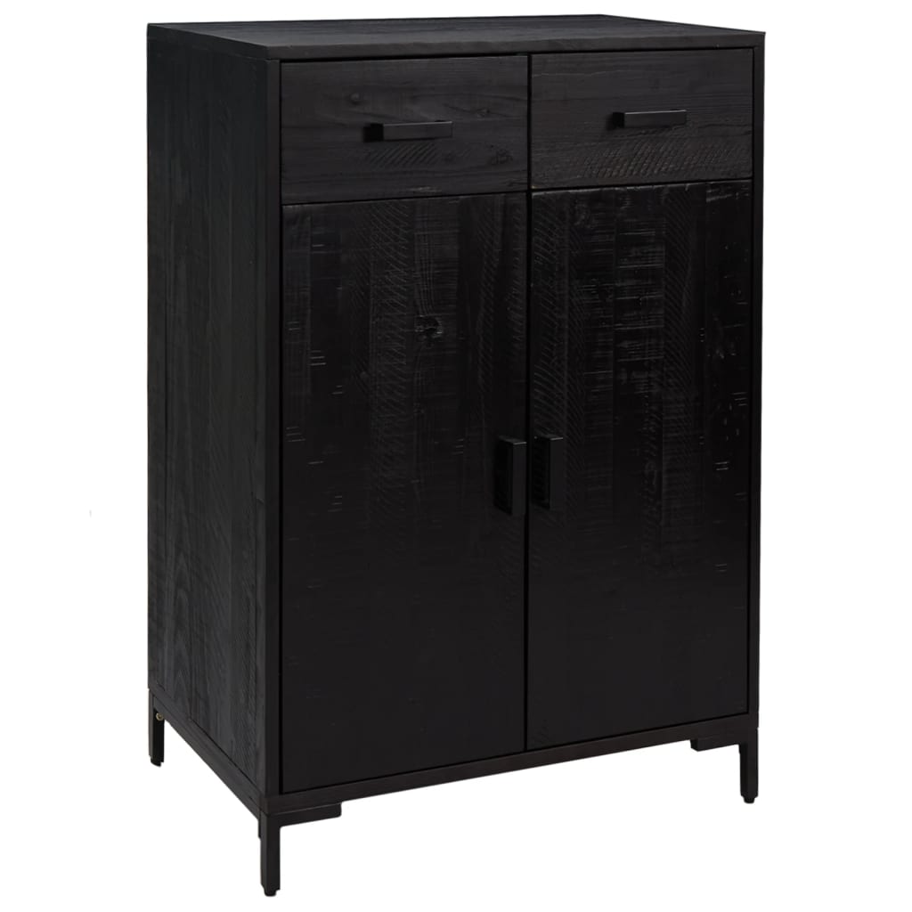 Kenkäkaappi musta 75x40x110 cm kierrätetty täysi mänty - Sisustajankoti.fi