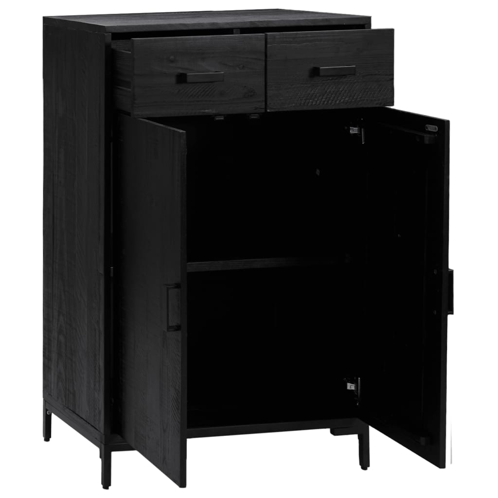 Kenkäkaappi musta 75x40x110 cm kierrätetty täysi mänty - Sisustajankoti.fi