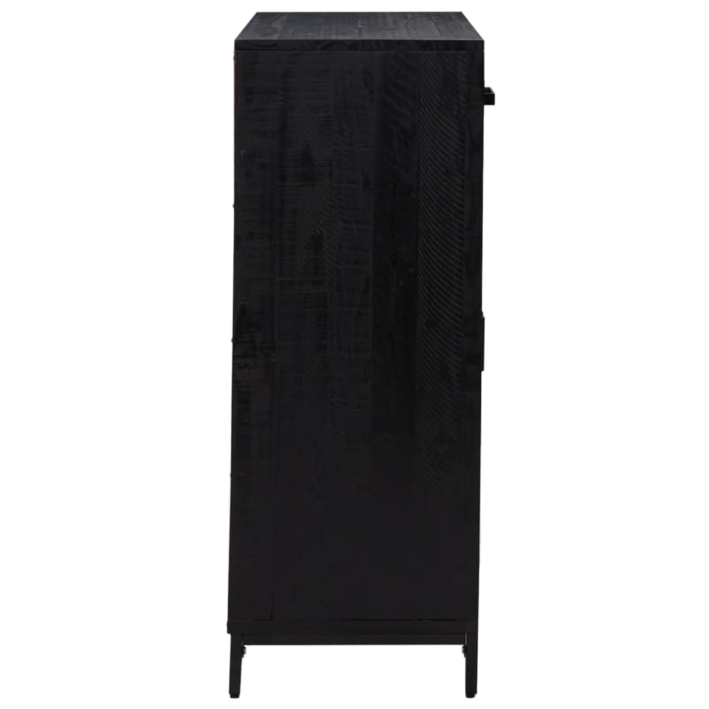 Kenkäkaappi musta 75x40x110 cm kierrätetty täysi mänty - Sisustajankoti.fi