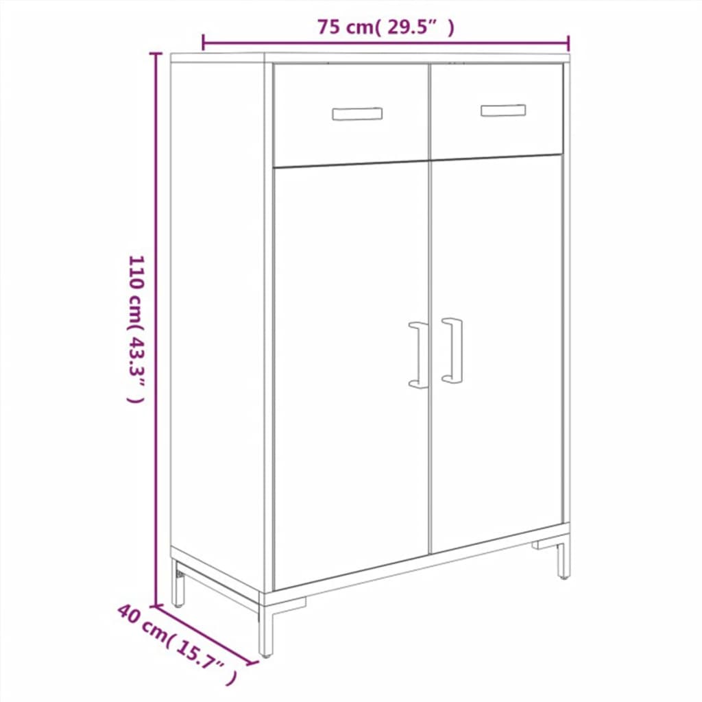 Kenkäkaappi musta 75x40x110 cm kierrätetty täysi mänty - Sisustajankoti.fi