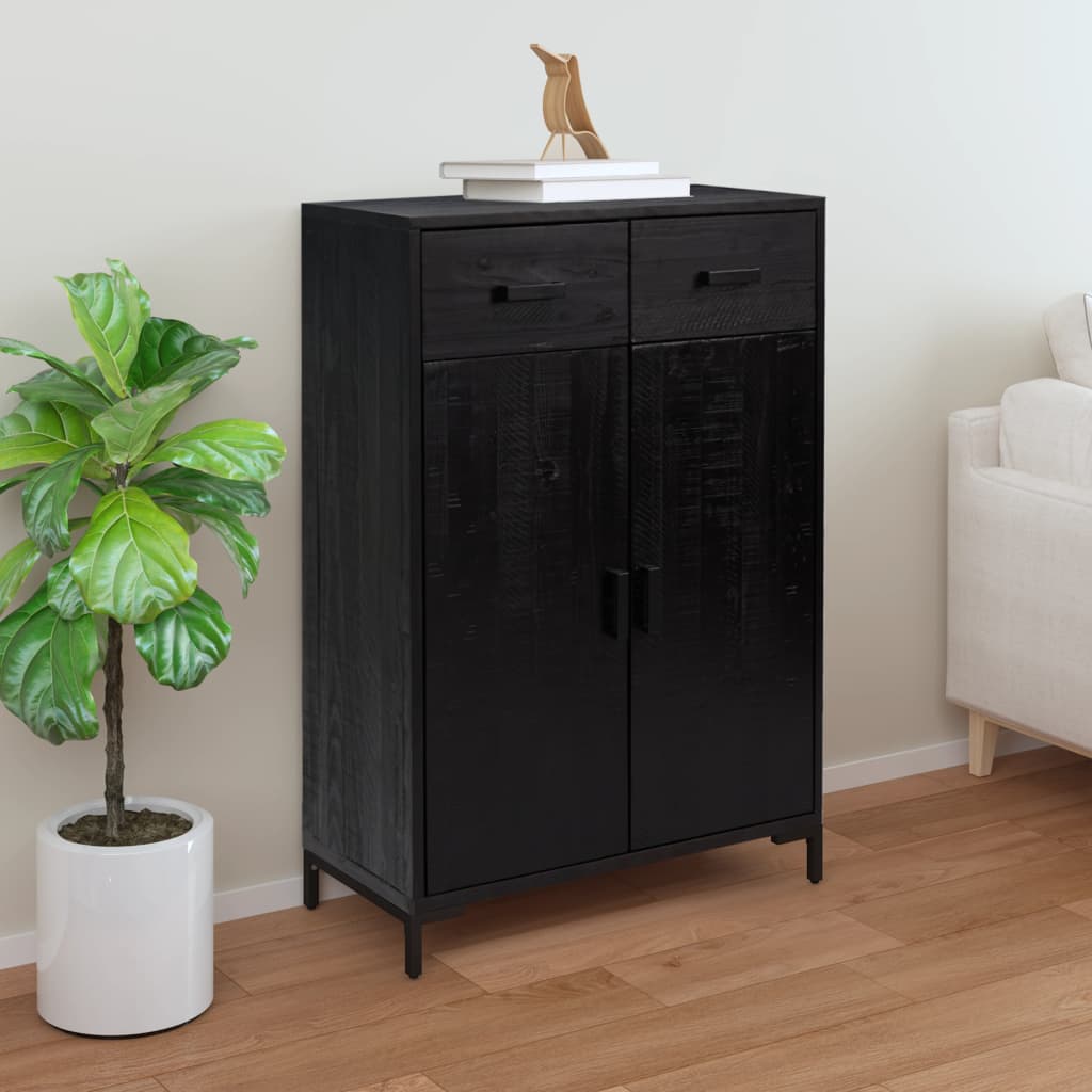 Kenkäkaappi musta 75x40x110 cm kierrätetty täysi mänty - Sisustajankoti.fi