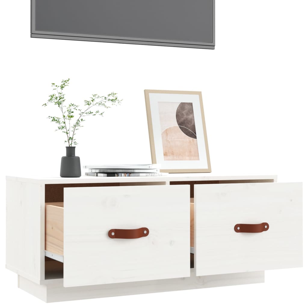TV-taso valkoinen 80x34x35 cm täysi mänty - Sisustajankoti.fi