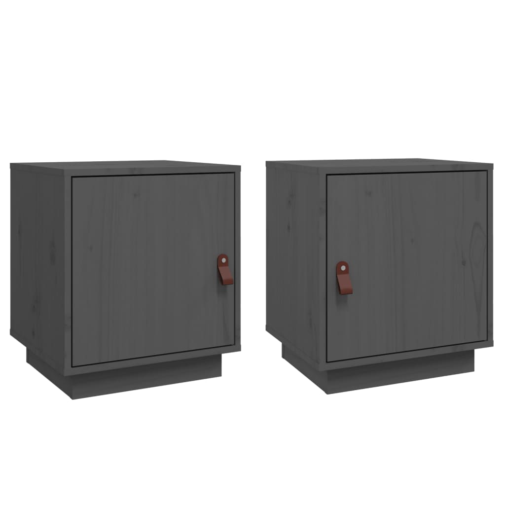 Yöpöydät 2 kpl harmaa 40x34x45 cm täysi mänty - Sisustajankoti.fi