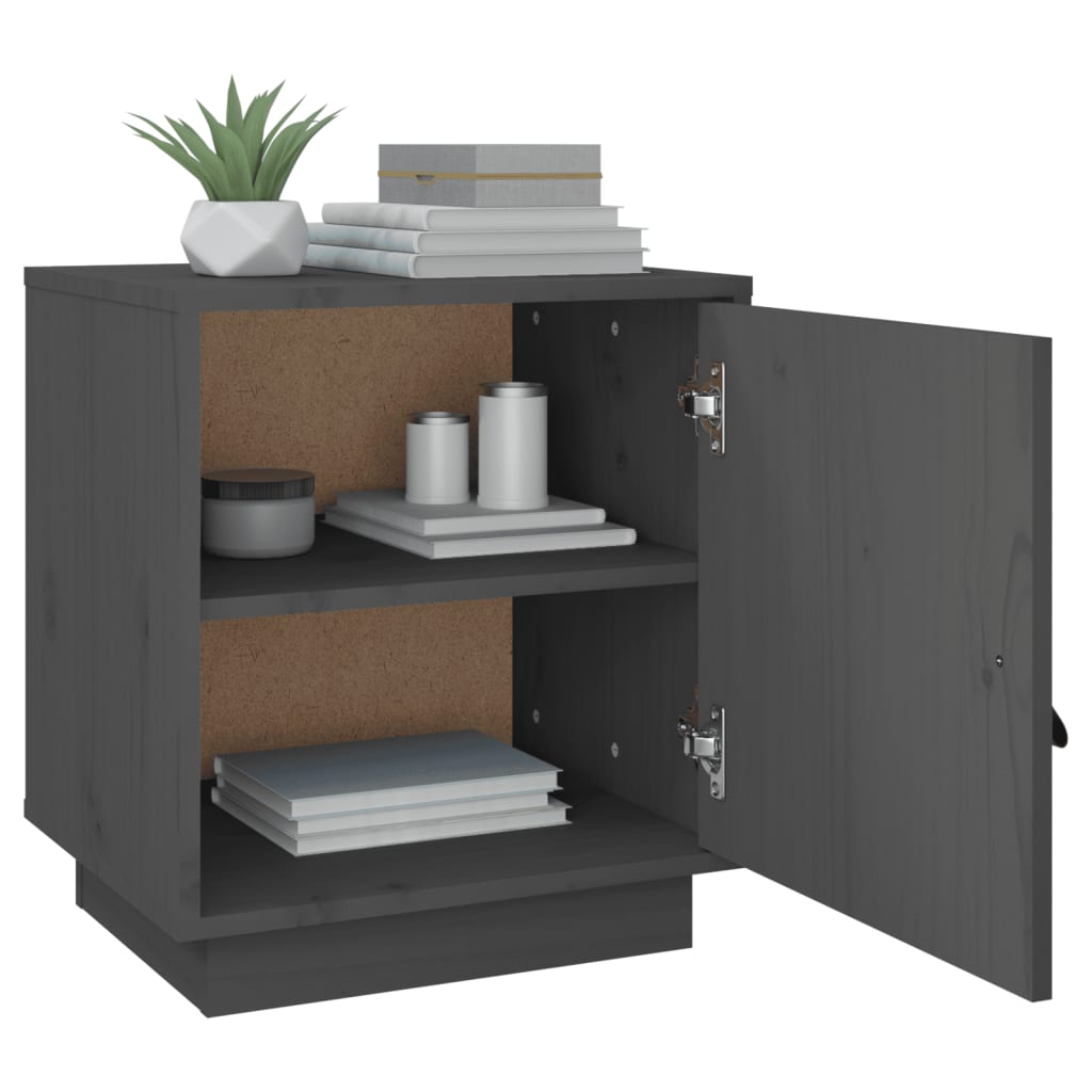 Yöpöydät 2 kpl harmaa 40x34x45 cm täysi mänty - Sisustajankoti.fi