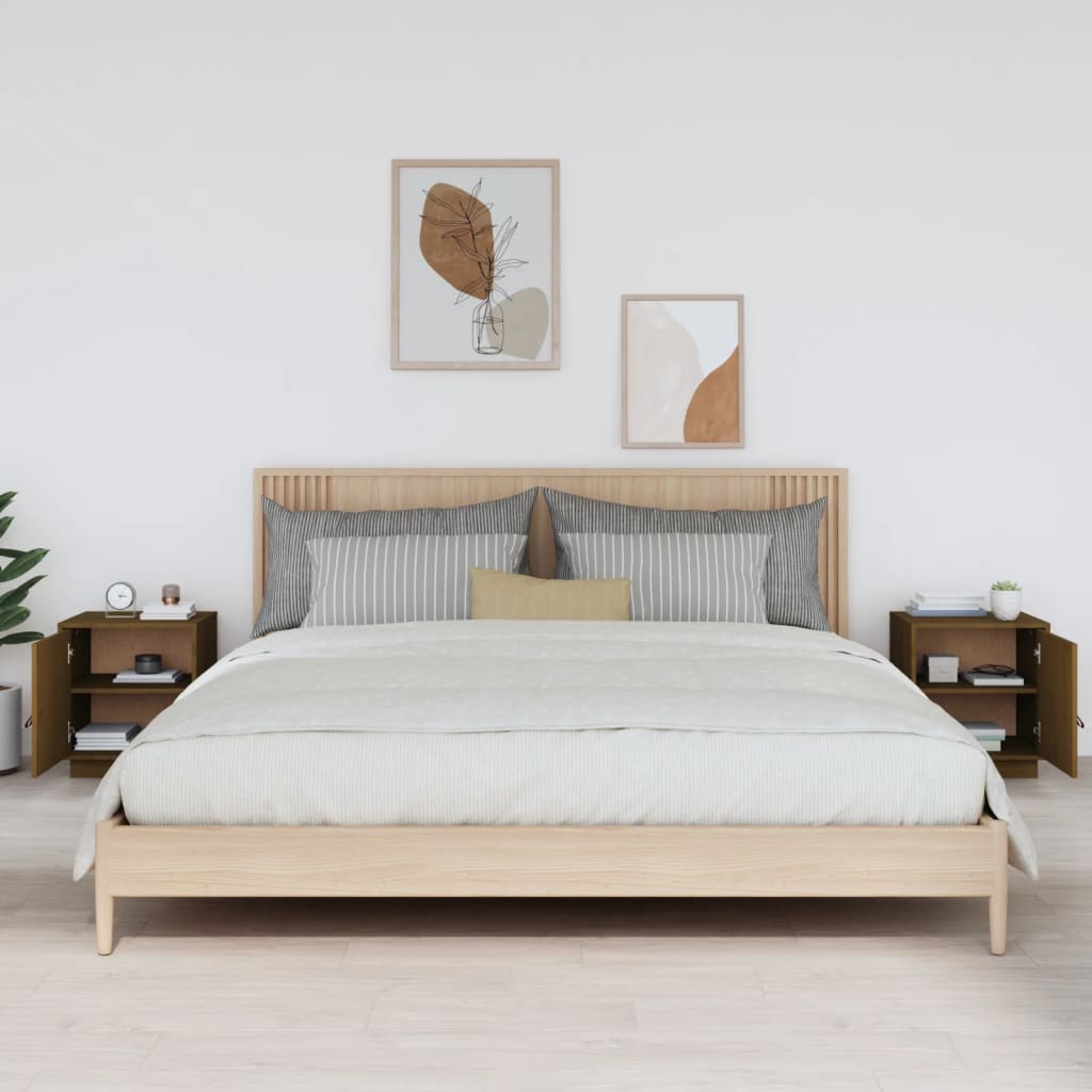 Yöpöydät 2 kpl hunajanruskea 40x34x45 cm täysi mänty - Sisustajankoti.fi