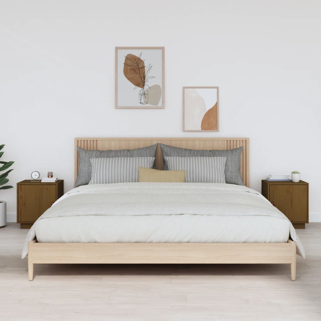Yöpöydät 2 kpl hunajanruskea 40x34x45 cm täysi mänty - Sisustajankoti.fi