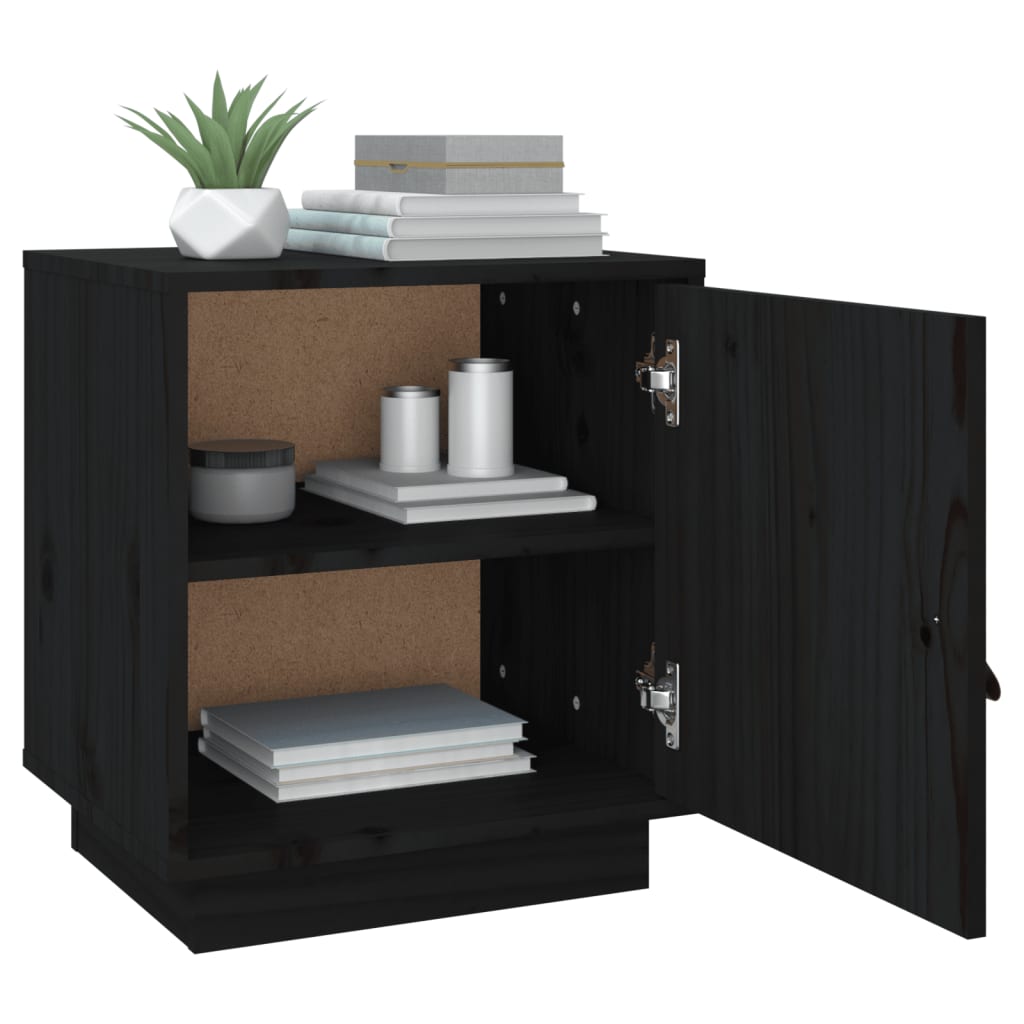 Yöpöydät 2 kpl musta 40x34x45 cm täysi mänty - Sisustajankoti.fi