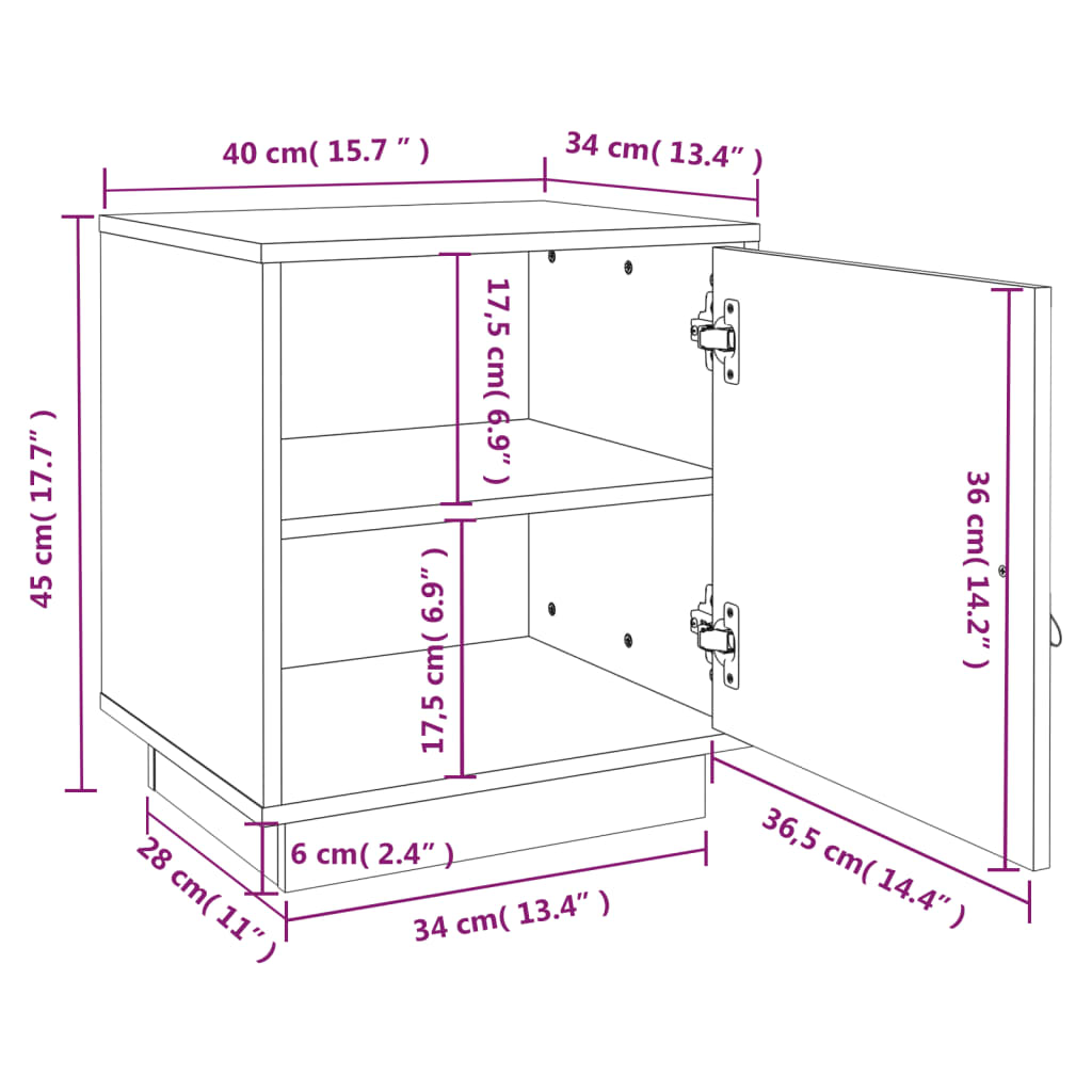 Yöpöydät 2 kpl musta 40x34x45 cm täysi mänty - Sisustajankoti.fi