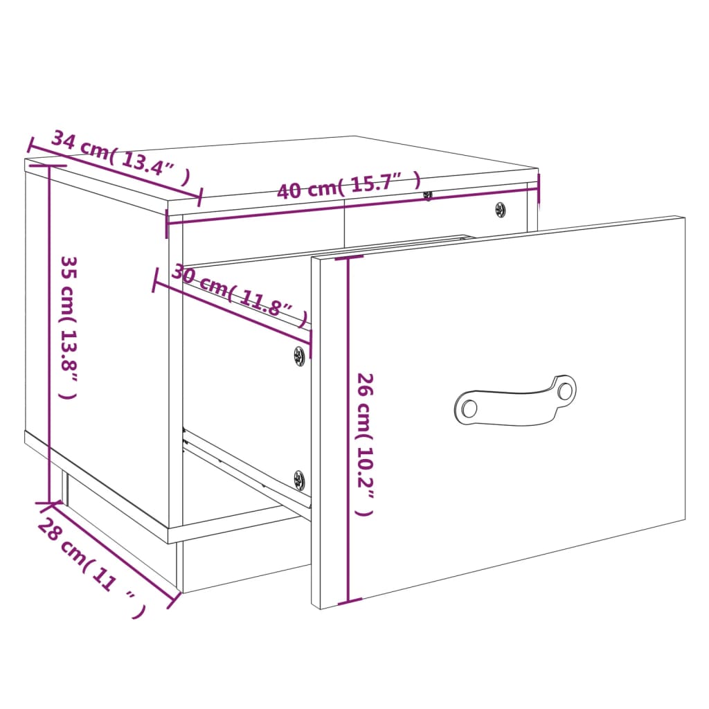 Yöpöydät 2 kpl 40x34x35 cm täysi mänty - Sisustajankoti.fi