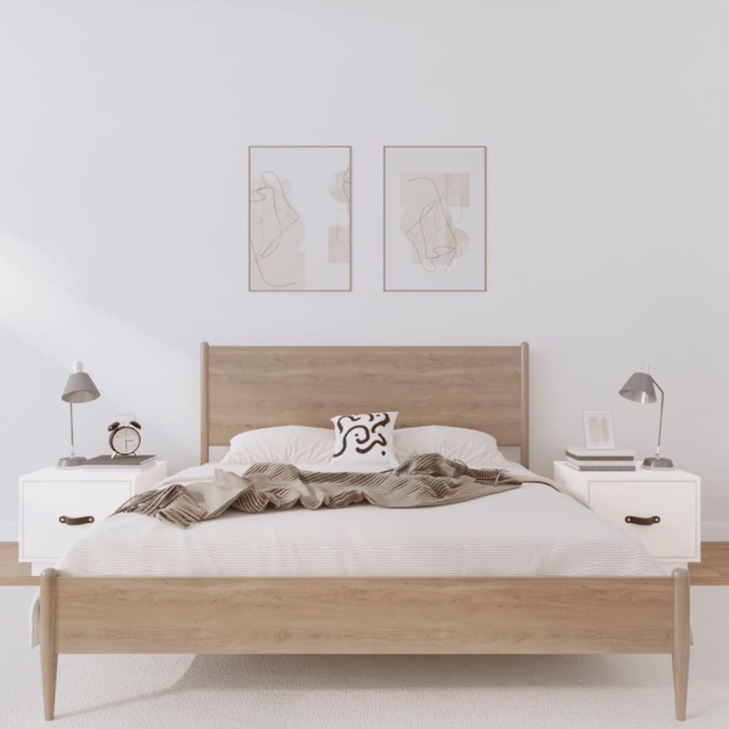 Yöpöydät 2 kpl valkoinen 40x34x35 cm täysi mänty - Sisustajankoti.fi