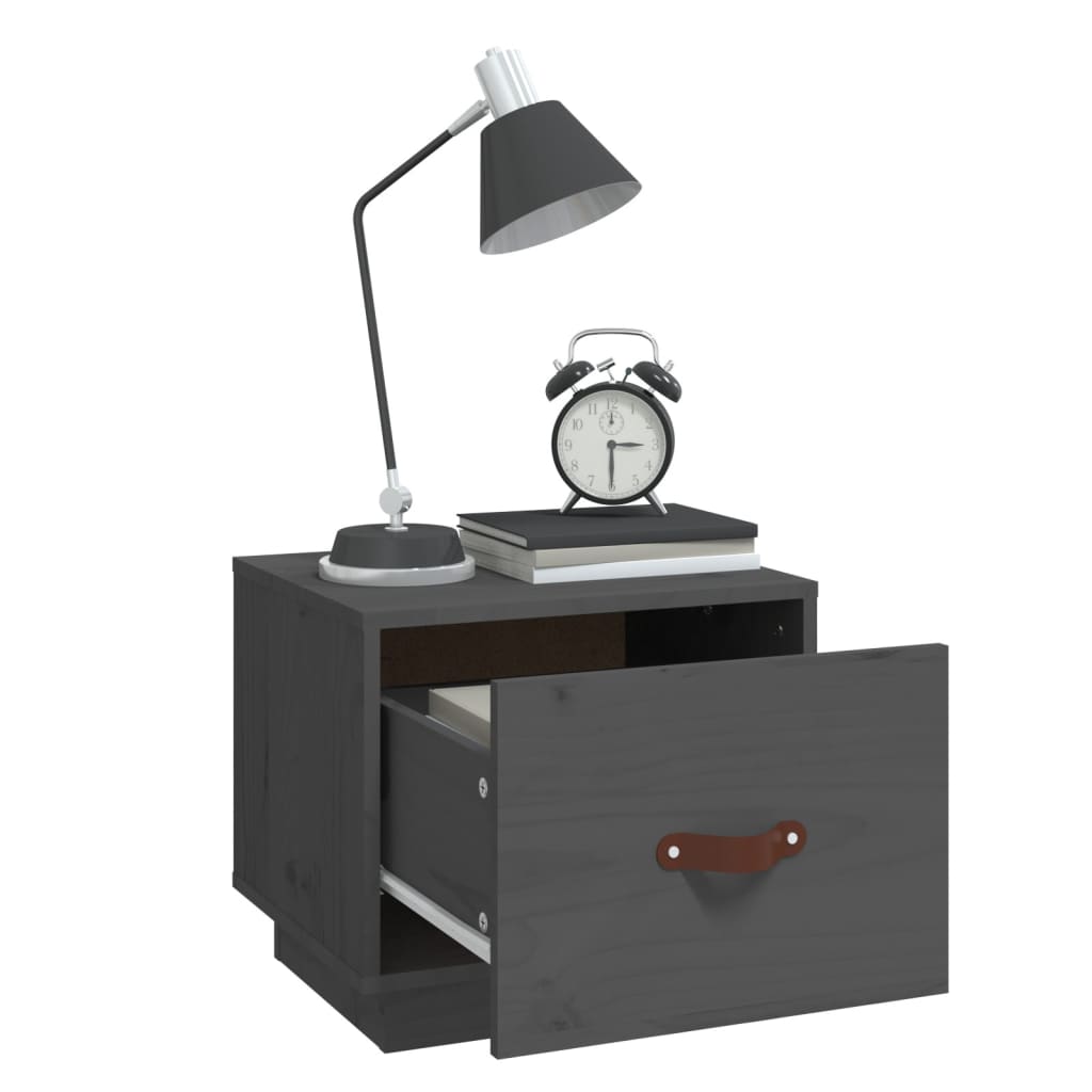 Yöpöydät 2 kpl harmaa 40x34x35 cm täysi mänty - Sisustajankoti.fi