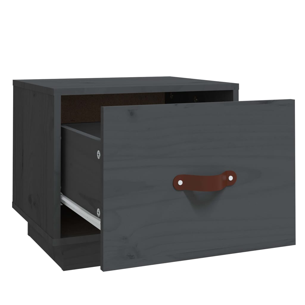 Yöpöydät 2 kpl harmaa 40x34x35 cm täysi mänty - Sisustajankoti.fi