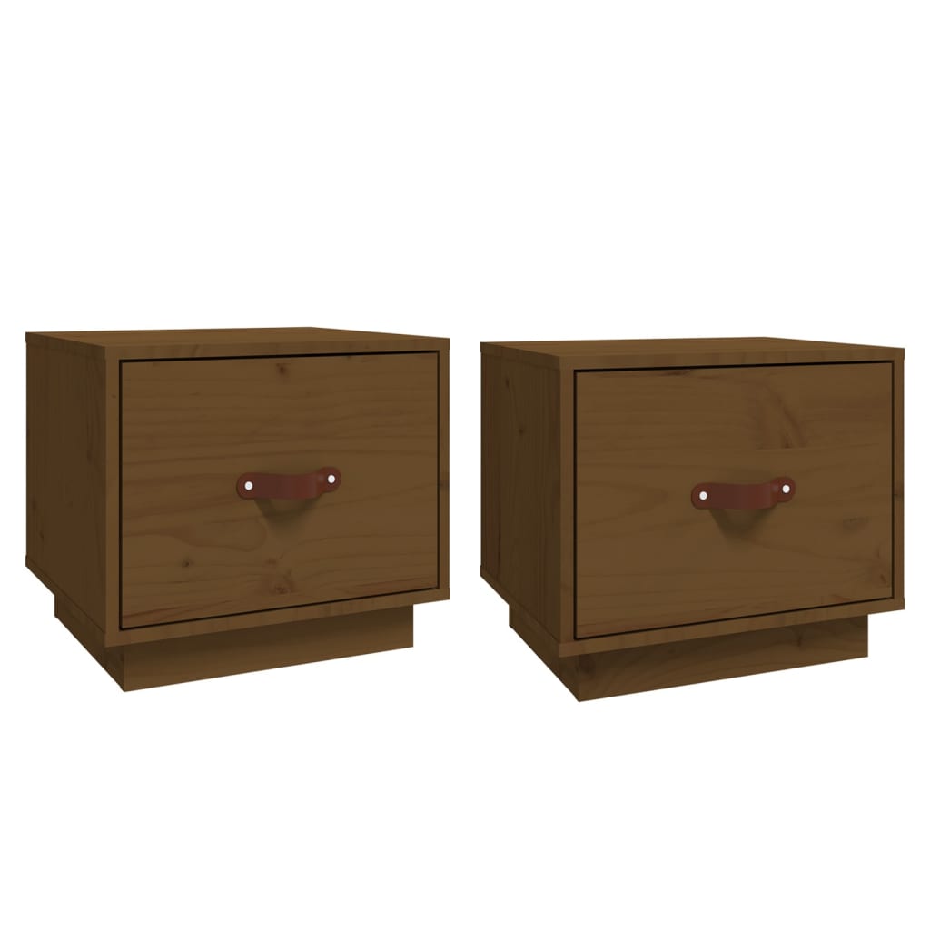 Yöpöydät 2 kpl hunajanruskea 40x34x35 cm täysi mänty - Sisustajankoti.fi