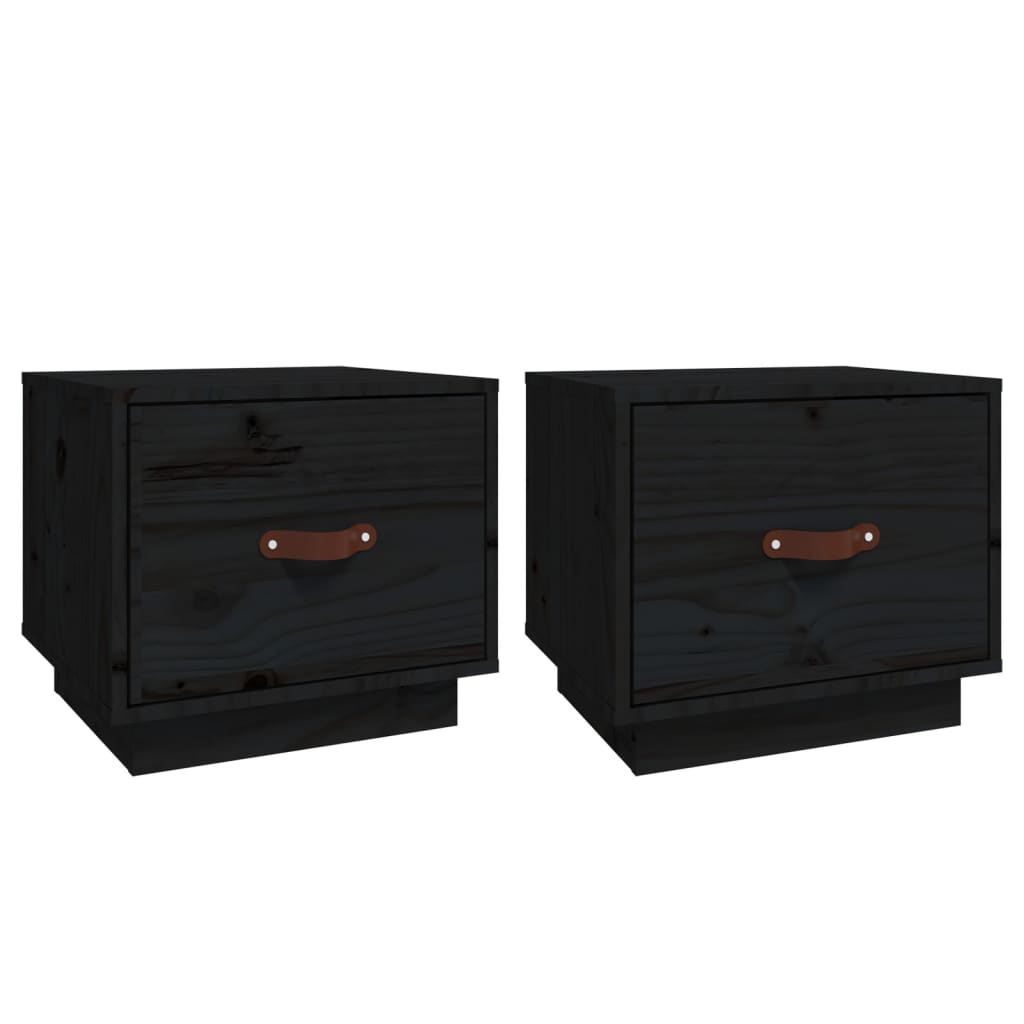 Yöpöydät 2 kpl musta 40x34x35 cm täysi mänty - Sisustajankoti.fi