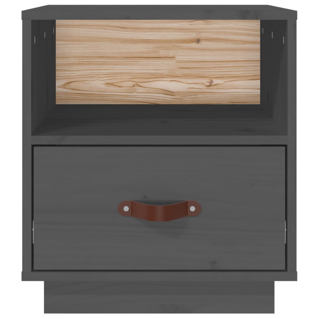 Yöpöydät 2 kpl harmaa 40x34x45 cm täysi mänty - Sisustajankoti.fi