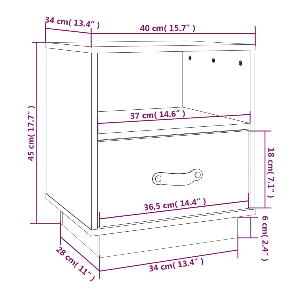 Yöpöydät 2 kpl hunajanruskea 40x34x45 cm täysi mänty - Sisustajankoti.fi