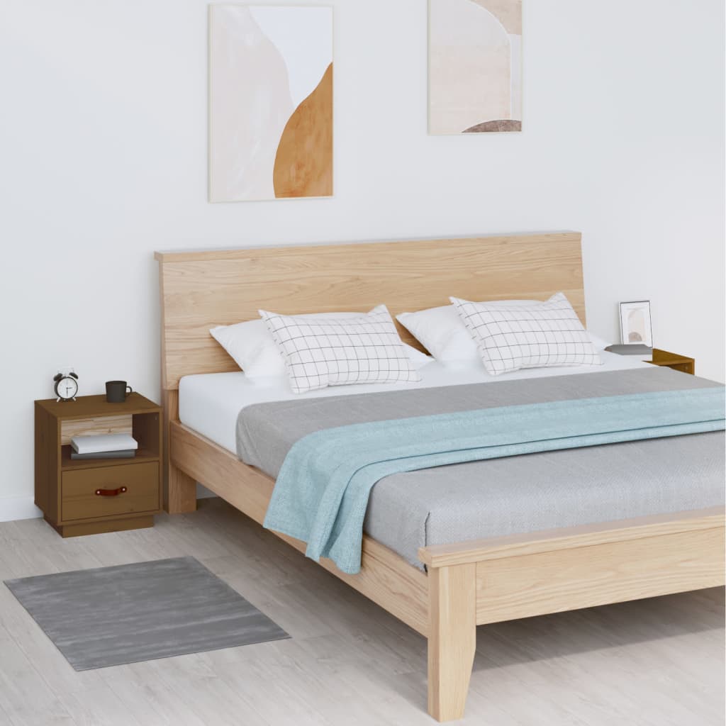Yöpöydät 2 kpl hunajanruskea 40x34x45 cm täysi mänty - Sisustajankoti.fi