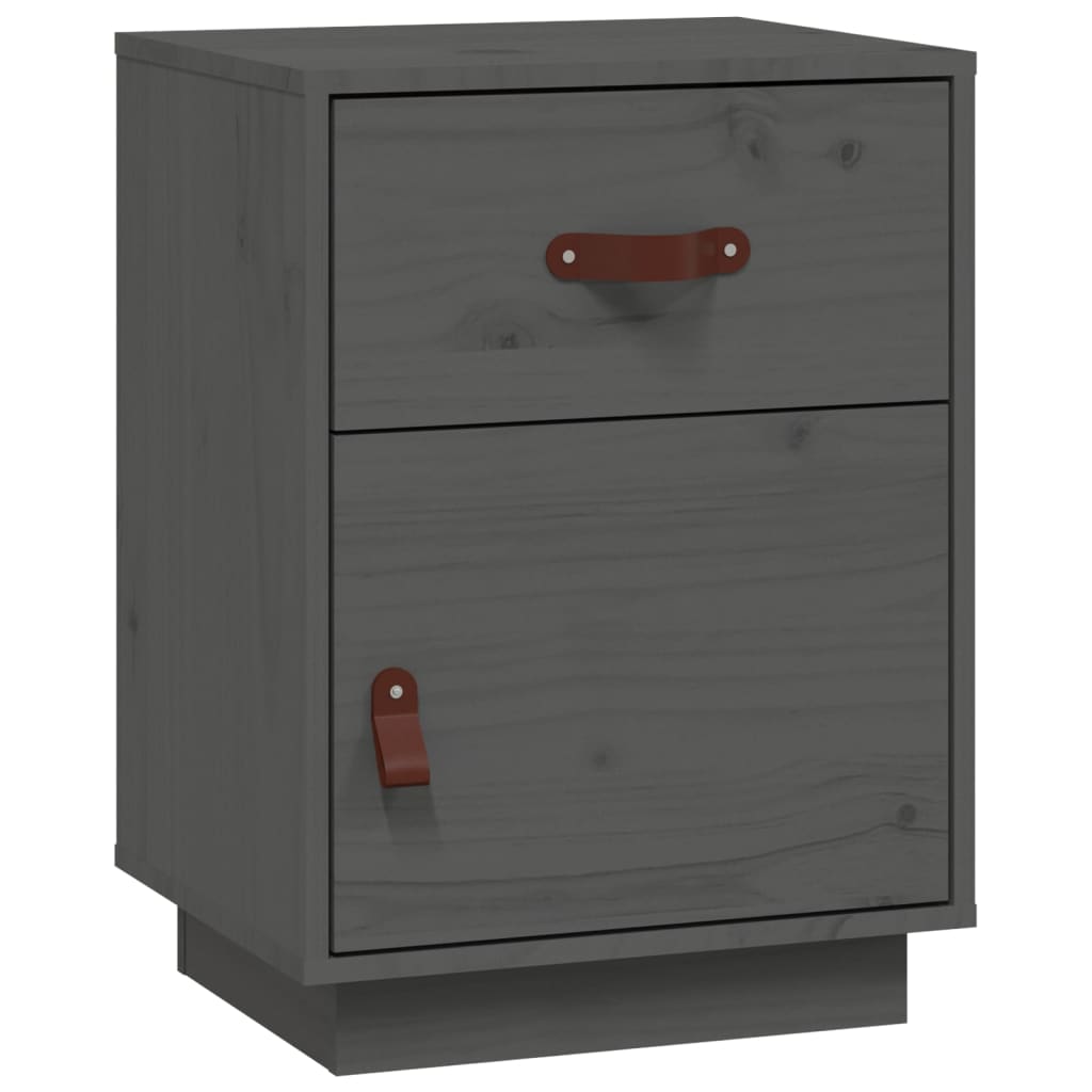 Yöpöydät 2 kpl harmaa 40x34x55 cm täysi mänty - Sisustajankoti.fi