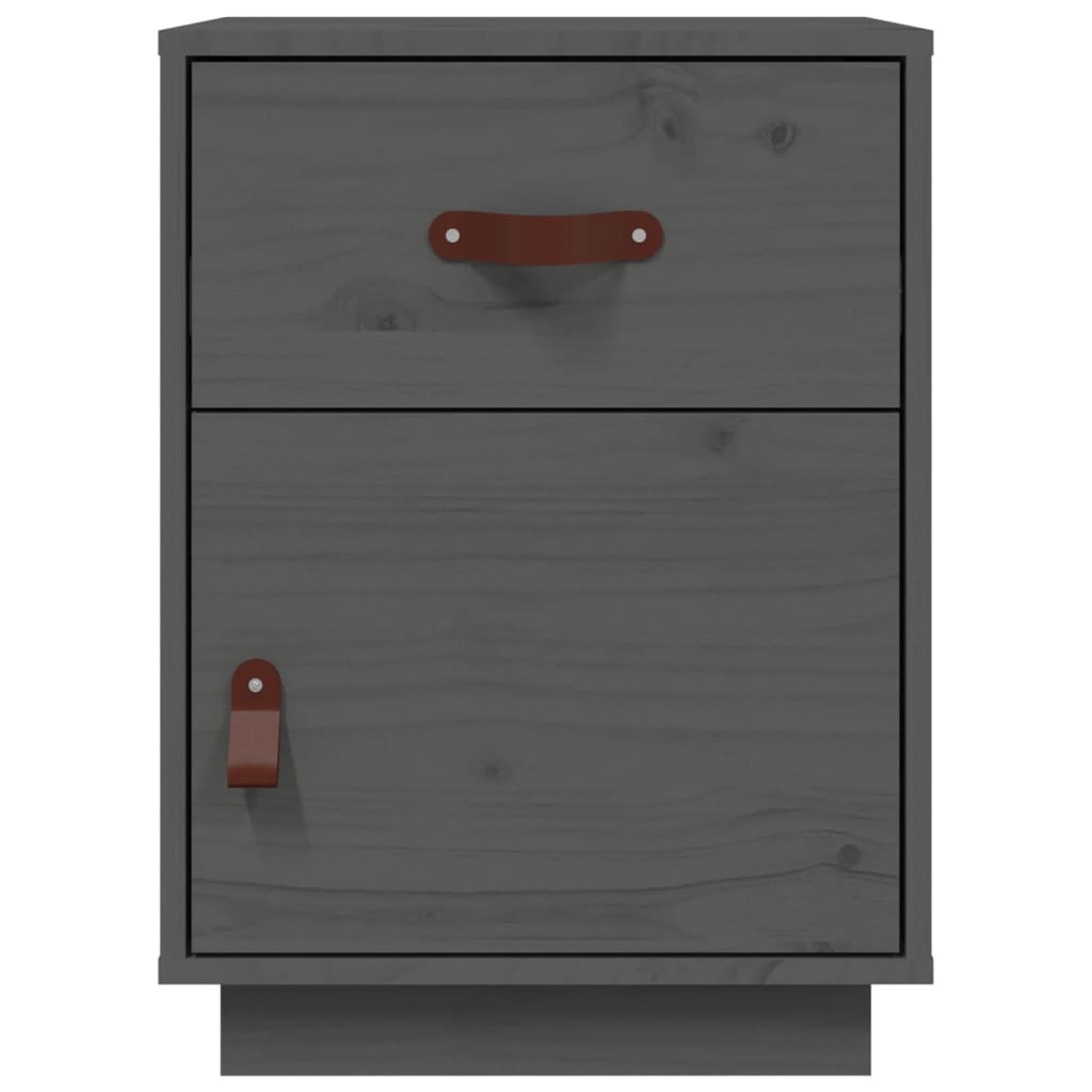 Yöpöydät 2 kpl harmaa 40x34x55 cm täysi mänty - Sisustajankoti.fi