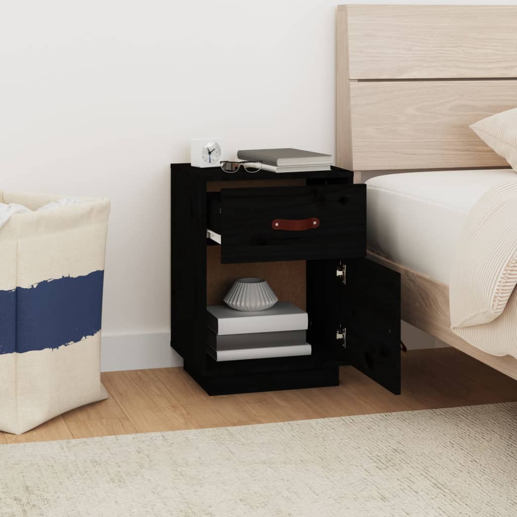 Yöpöydät 2 kpl musta 40x34x55 cm täysi mänty - Sisustajankoti.fi