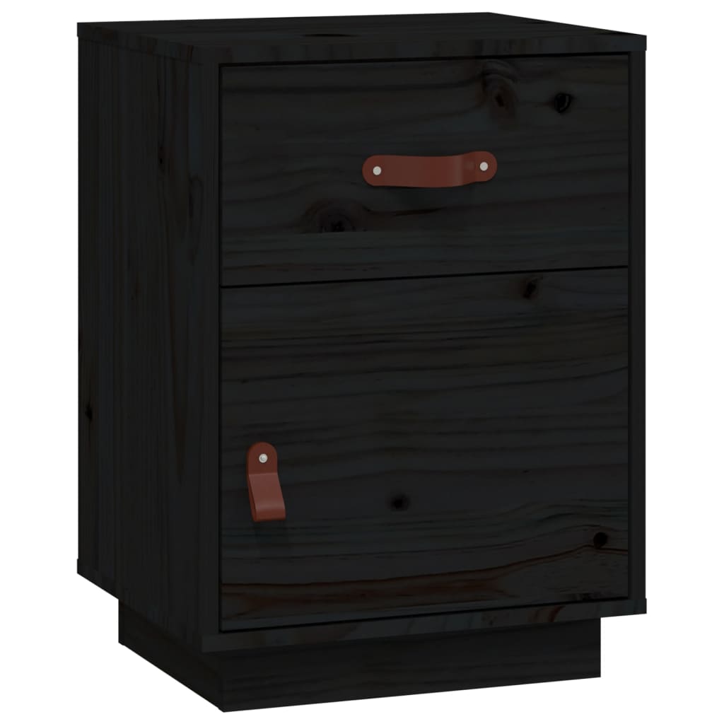 Yöpöydät 2 kpl musta 40x34x55 cm täysi mänty - Sisustajankoti.fi