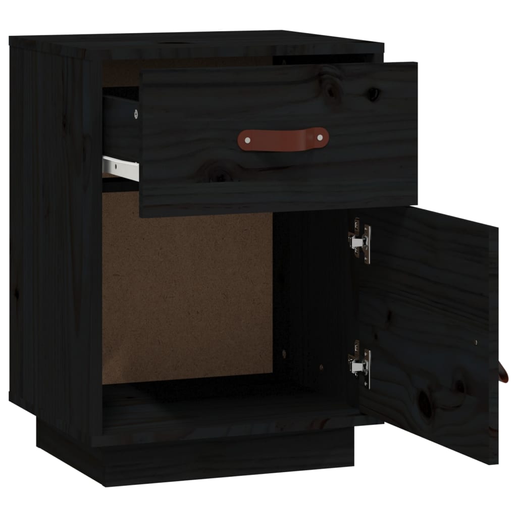 Yöpöydät 2 kpl musta 40x34x55 cm täysi mänty - Sisustajankoti.fi