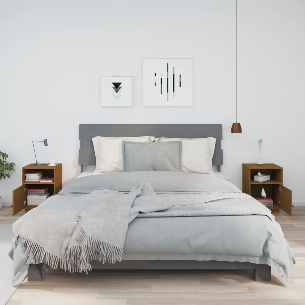 Yöpöydät 2 kpl hunajanruskea 40x34x55 cm täysi mänty - Sisustajankoti.fi