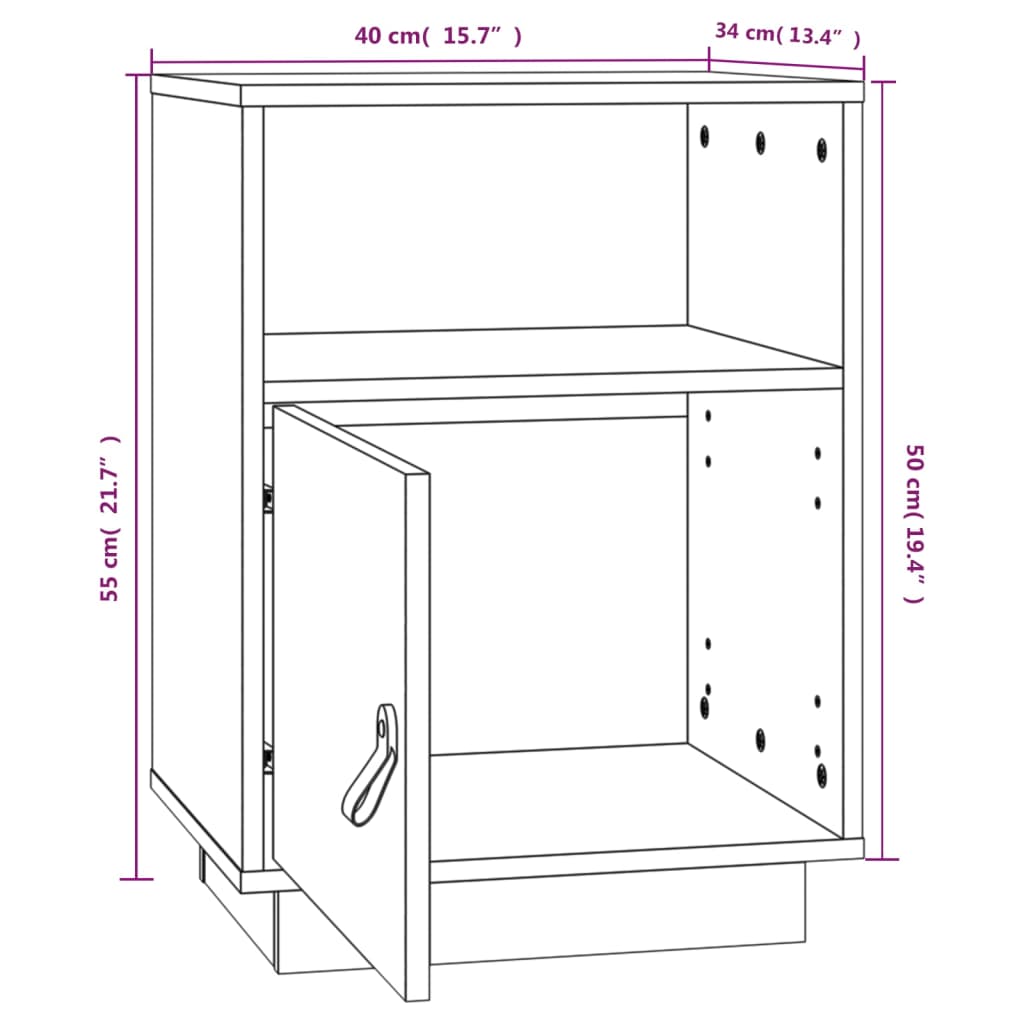Yöpöydät 2 kpl hunajanruskea 40x34x55 cm täysi mänty - Sisustajankoti.fi
