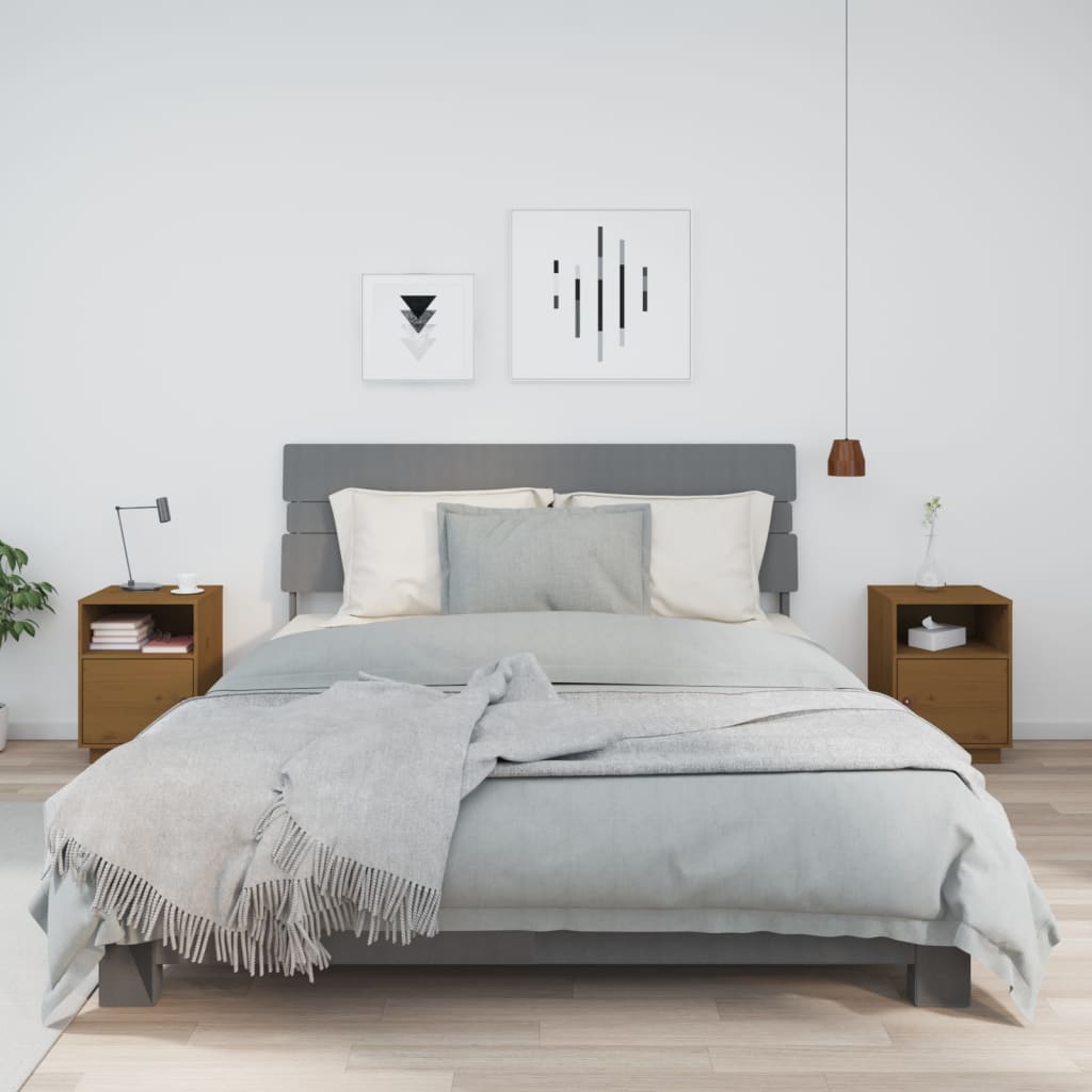 Yöpöydät 2 kpl hunajanruskea 40x34x55 cm täysi mänty - Sisustajankoti.fi