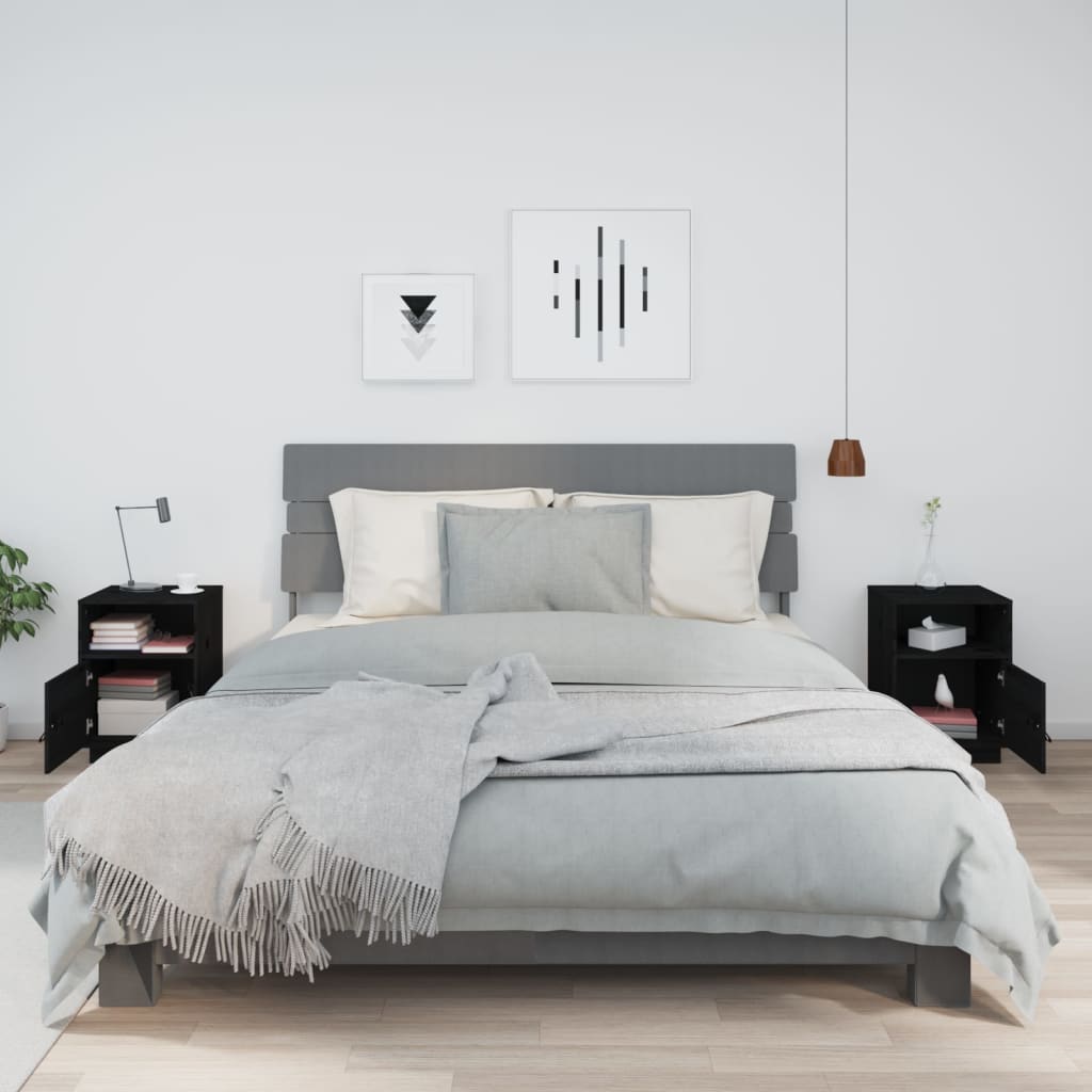 Yöpöydät 2 kpl musta 40x34x55 cm täysi mänty - Sisustajankoti.fi