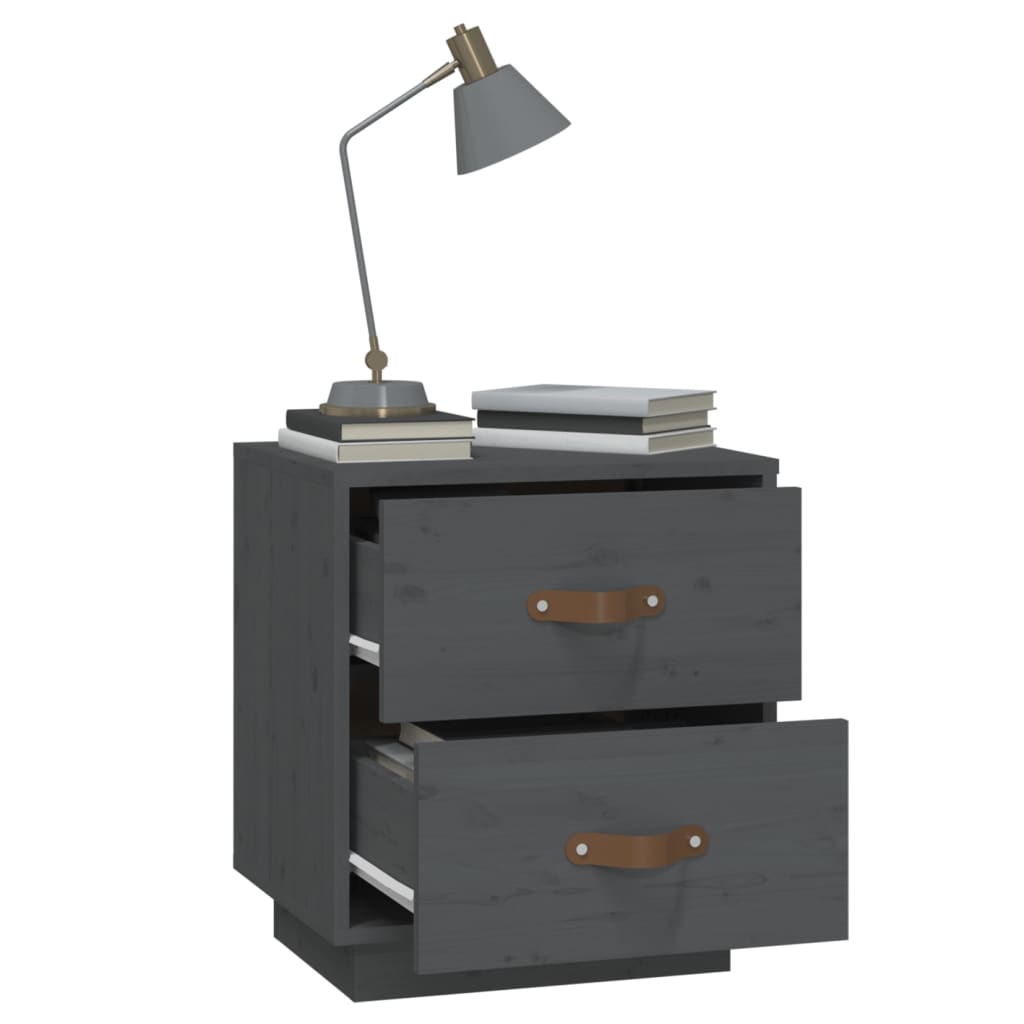 Yöpöydät 2 kpl harmaa 40x34x45 cm täysi mänty - Sisustajankoti.fi