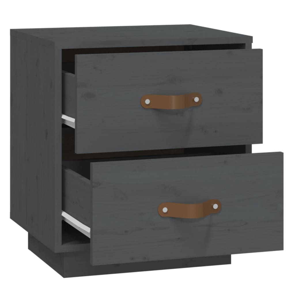 Yöpöydät 2 kpl harmaa 40x34x45 cm täysi mänty - Sisustajankoti.fi