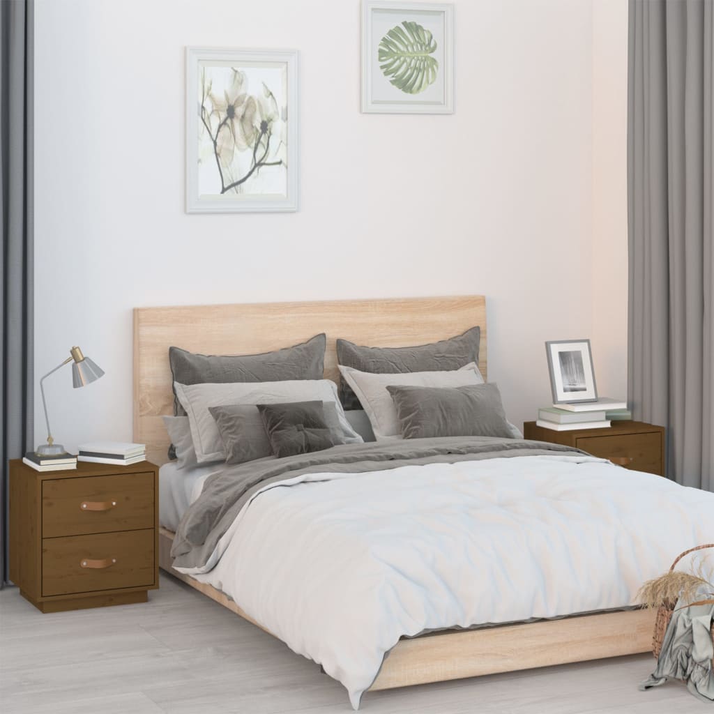 Yöpöydät 2 kpl hunajanruskea 40x34x45 cm täysi mänty - Sisustajankoti.fi