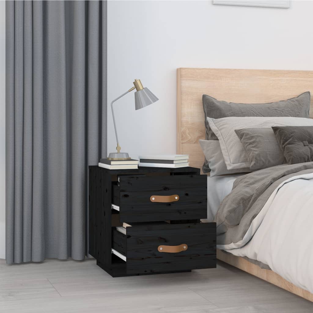 Yöpöydät 2 kpl musta 40x34x45 cm täysi mänty - Sisustajankoti.fi