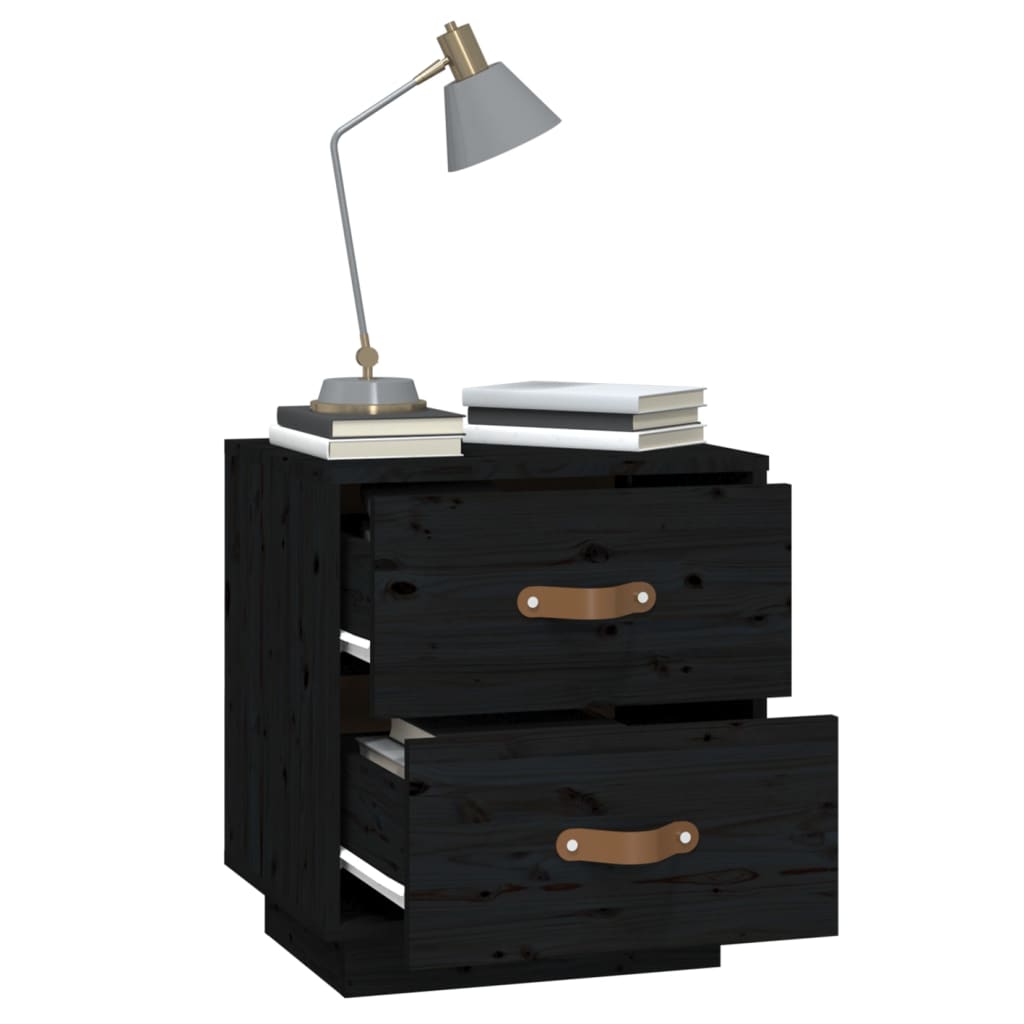 Yöpöydät 2 kpl musta 40x34x45 cm täysi mänty - Sisustajankoti.fi