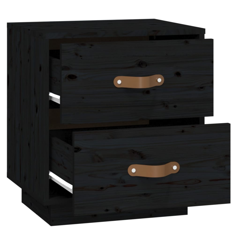 Yöpöydät 2 kpl musta 40x34x45 cm täysi mänty - Sisustajankoti.fi