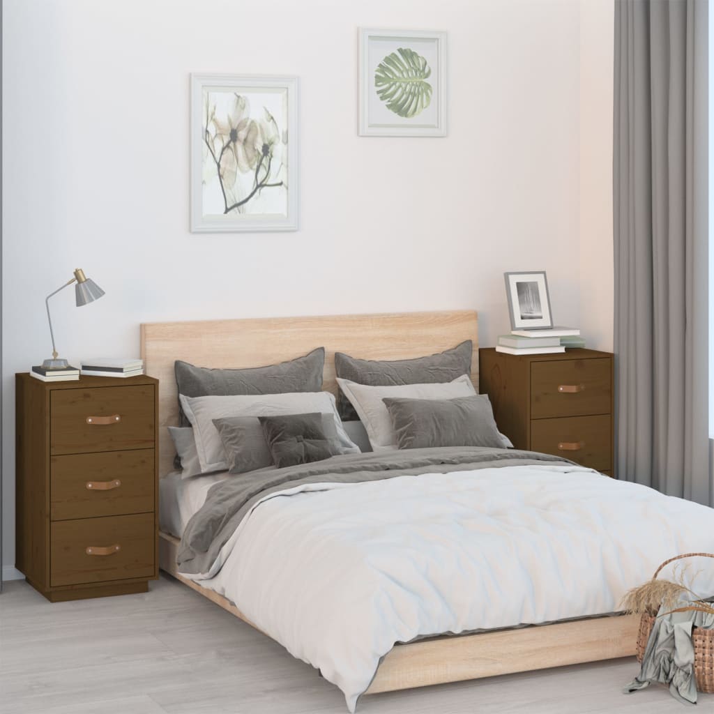 Yöpöydät 2 kpl hunajanruskea 40x40x75 cm täysi mänty - Sisustajankoti.fi
