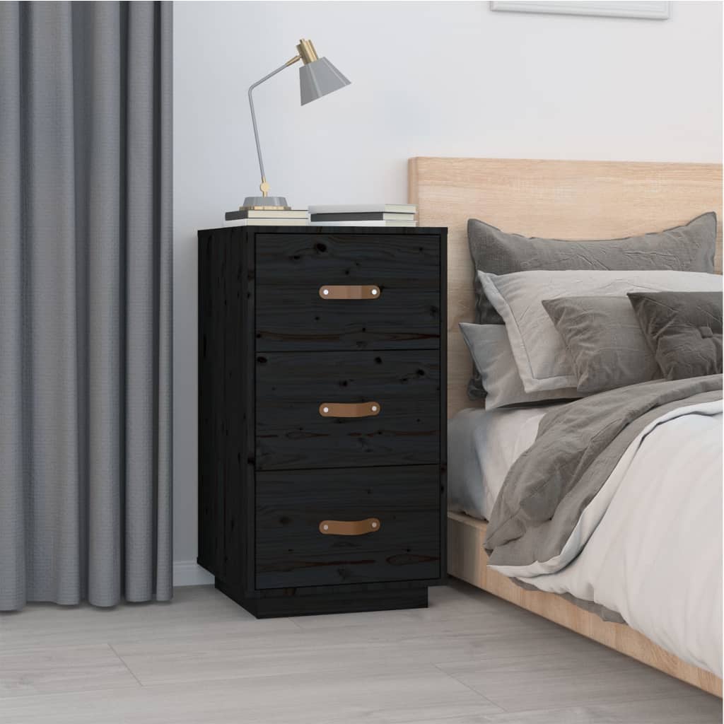 Yöpöydät 2 kpl musta 40x40x75 cm täysi mänty - Sisustajankoti.fi