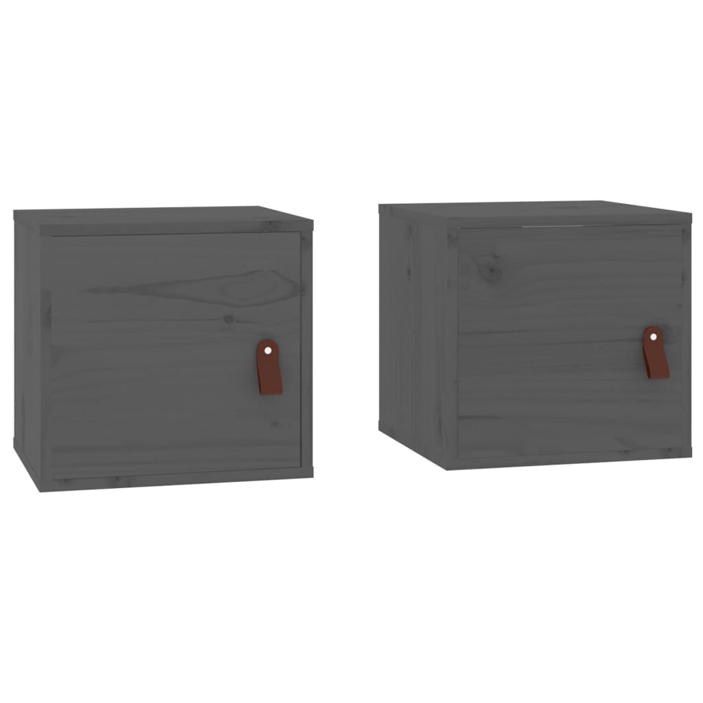 Seinäkaapit 2 kpl harmaa 31,5x30x30 cm täysi mänty - Sisustajankoti.fi
