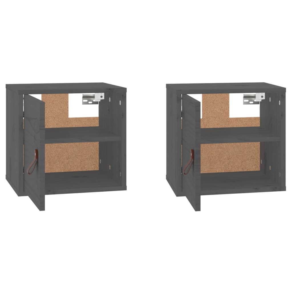 Seinäkaapit 2 kpl harmaa 31,5x30x30 cm täysi mänty - Sisustajankoti.fi