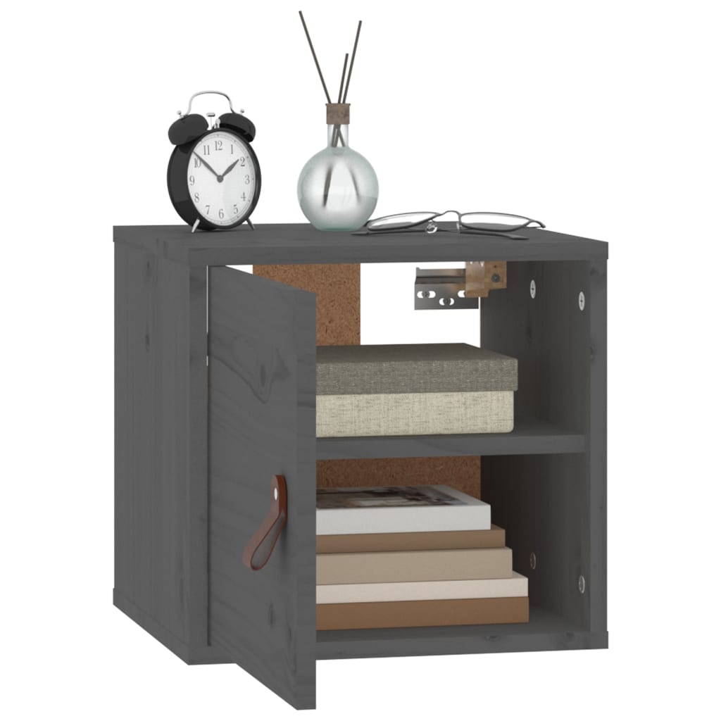 Seinäkaapit 2 kpl harmaa 31,5x30x30 cm täysi mänty - Sisustajankoti.fi