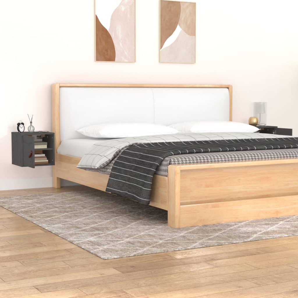 Seinäkaapit 2 kpl harmaa 31,5x30x30 cm täysi mänty - Sisustajankoti.fi