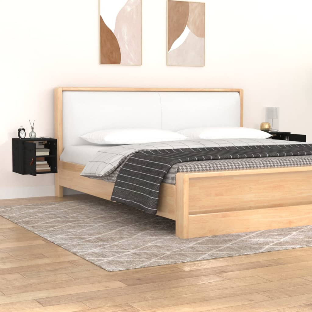 Seinäkaapit 2 kpl musta 31,5x30x30 cm täysi mänty - Sisustajankoti.fi