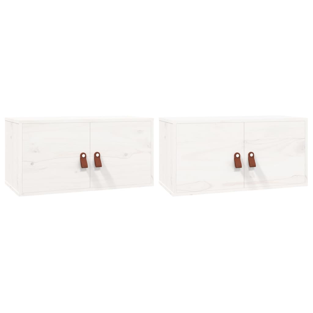 Seinäkaapit 2 kpl valkoinen 60x30x30 cm täysi mänty - Sisustajankoti.fi